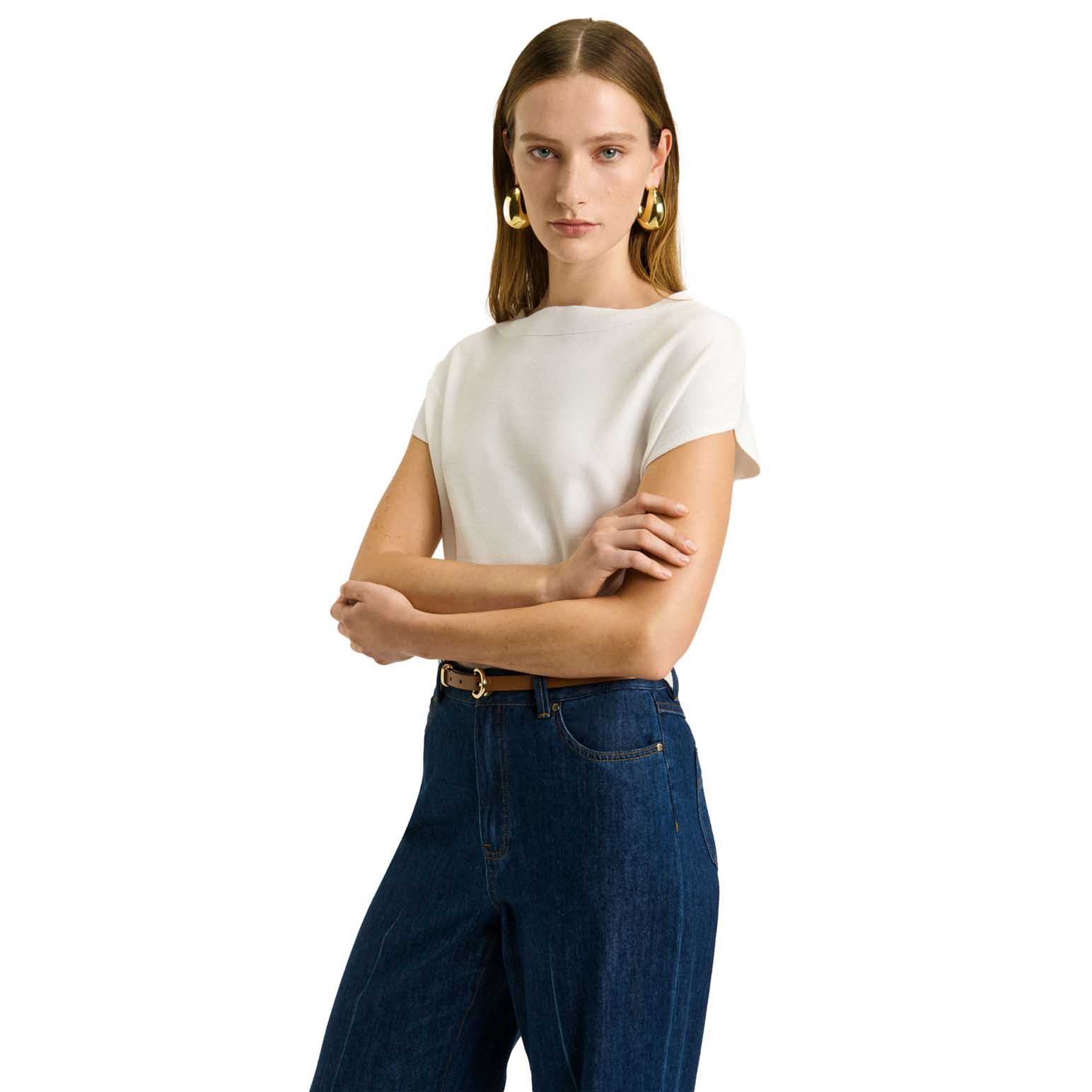 Veronika Maine Slash Neck Cap Sleeve Knit